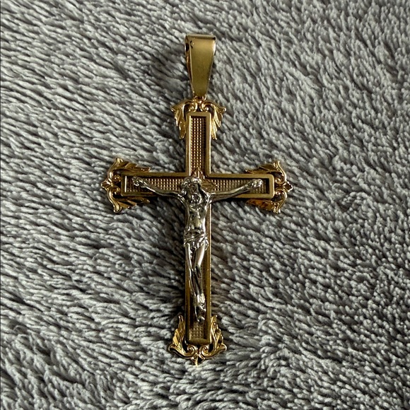 Zales Gold and Silver Crucifix Pendant